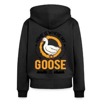 Home is where my geese are goose - Women's Premium Organic Zip Hoodie - black - Back - Julia (174cm)