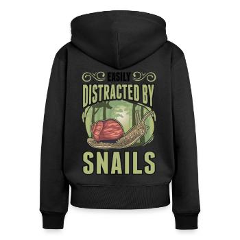 Easily distracted by Snails Snail - Women's Premium Organic Zip Hoodie - black - Back - Julia (174cm)