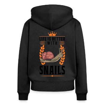 Life is better with a snail - Women's Premium Organic Zip Hoodie - black - Back - Julia (174cm)