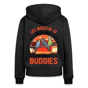 Budgerigar Cadeau Welli cockatiel - Sweat à capuche zippé Premium bio Femme - noir - Dos - Julia (174cm)
