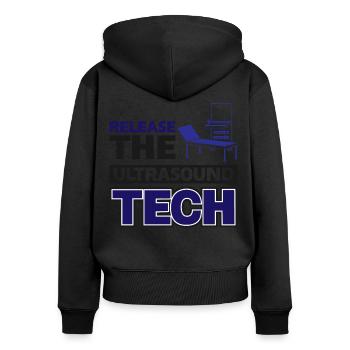 Lassen Sie die Ultraschalltechnologie frei - Frauen Premium Bio Zip Hoodie - Schwarz - Hinten - Julia (174cm)