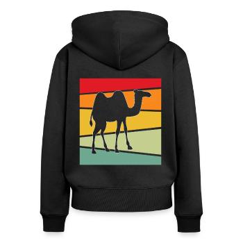 Camel Rétro - Sweat à capuche zippé Premium bio Femme - noir - Dos - Julia (174cm)