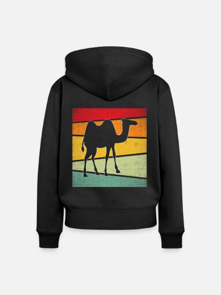 Kamel Retro - Frauen Premium Bio Zip Hoodie - Schwarz