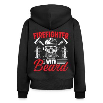 Pompier pompier avec service d’incendie Beard - Sweat à capuche zippé Premium bio Femme - noir - Dos - Julia (174cm)