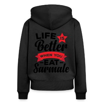 Essen Sie Sarmale rumänisches Essen - Frauen Premium Bio Zip Hoodie - Schwarz - Hinten - Julia (174cm)