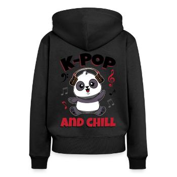 K-Pop et Chill Panda KPop - Sweat à capuche zippé Premium bio Femme - noir - Dos - Julia (174cm)
