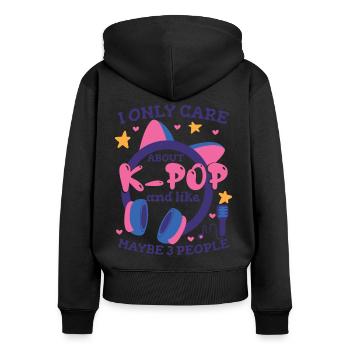 Je ne me soucie que de la K-Pop - Sweat à capuche zippé Premium bio Femme - noir - Dos - Julia (174cm)