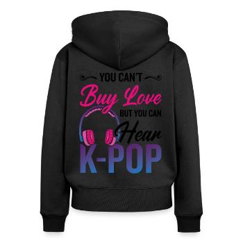 K-Pop Lover Casque K-Drama - Sweat à capuche zippé Premium bio Femme - noir - Dos - Julia (174cm)