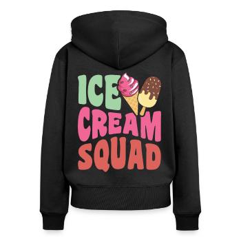 Troupe de crème glacée - Sweat à capuche zippé Premium bio Femme - noir - Dos - Julia (174cm)