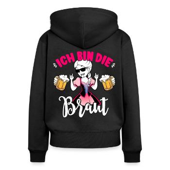 JGA Outfit Braut T-Shirt Junggesellinnenabschied - Frauen Premium Bio Zip Hoodie - Schwarz - Hinten - Julia (174cm)
