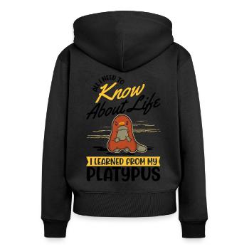 Platypus Gift Platypus - Women's Premium Organic Zip Hoodie - black - Back - Julia (174cm)
