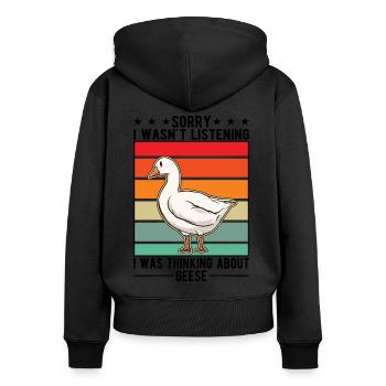 Geese Gift Goose Farmer Goose Goose - Women's Premium Organic Zip Hoodie - black - Back - Julia (174cm)