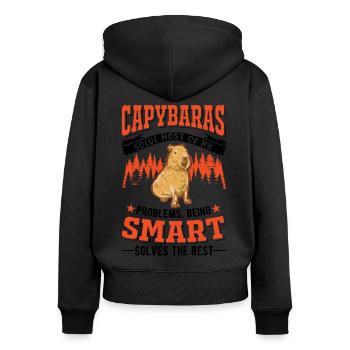 Capybara Wasserschwein Capibara - Women's Premium Organic Zip Hoodie - black - Back - Julia (174cm)