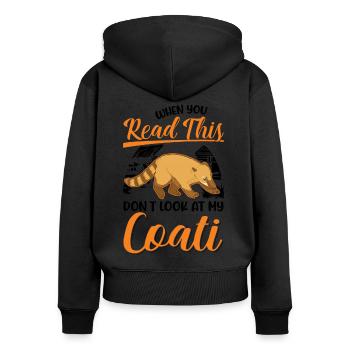 Coati Gift Proboscis Coati - Women's Premium Organic Zip Hoodie - black - Back - Julia (174cm)