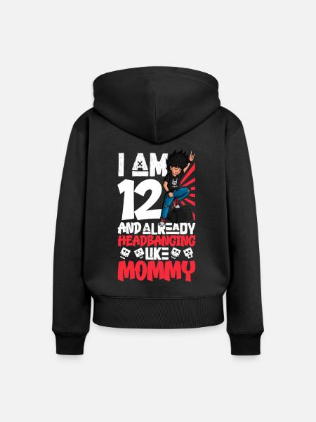 Ich bin 12 - Jungen Rocker - Frauen Premium Bio Zip Hoodie - Schwarz