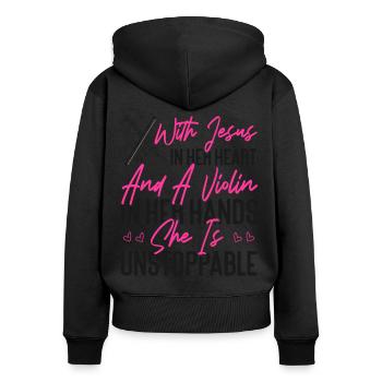 Violoniste Violoniste Jesus Faith - Sweat à capuche zippé Premium bio Femme - noir - Dos - Julia (174cm)