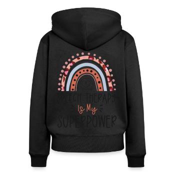 Speech Therapist Therapy Assistant - Women's Premium Organic Zip Hoodie - black - Back - Julia (174cm)