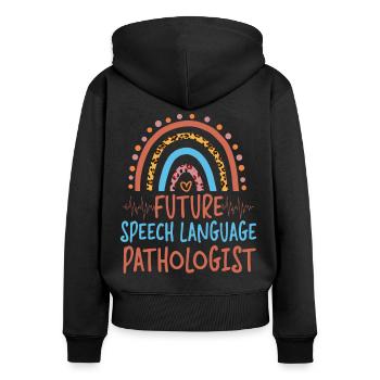 Speech Therapist Therapy Assistant - Frauen Premium Bio Zip Hoodie - Schwarz - Hinten - Julia (174cm)