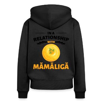 En relation avec Mamaliga - Sweat à capuche zippé Premium bio Femme - noir - Dos - Julia (174cm)