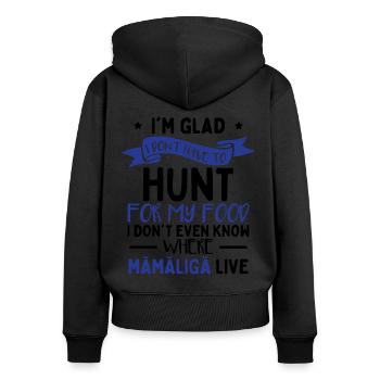 Ich weiß nicht, wo Mamaliga wohnt - Frauen Premium Bio Zip Hoodie - Schwarz - Hinten - Julia (174cm)