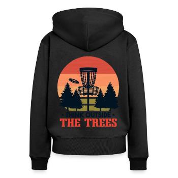 Retro Disc Golf Vintage - Frauen Premium Bio Zip Hoodie - Schwarz - Hinten - Julia (174cm)