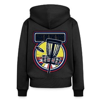 Lustiges Disc Golf Zitat - Frauen Premium Bio Zip Hoodie - Schwarz - Hinten - Julia (174cm)