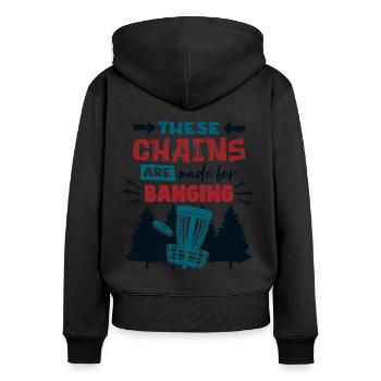 Disc Golf Herren Humor Frisbee - Frauen Premium Bio Zip Hoodie - Schwarz - Hinten - Julia (174cm)