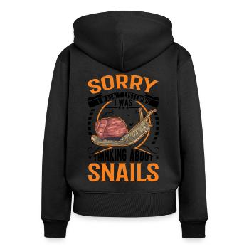 Schnecke Geschenk Weinbergschnecke - Frauen Premium Bio Zip Hoodie - Schwarz - Hinten - Julia (174cm)