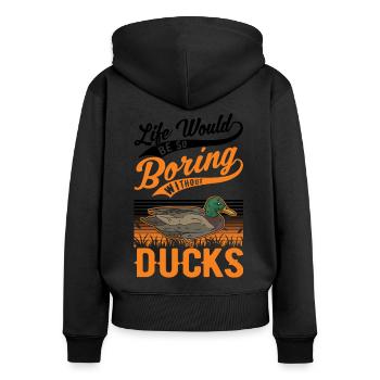 Amoureux du canard cadeau éleveur de canard - Sweat à capuche zippé Premium bio Femme - noir - Dos - Julia (174cm)