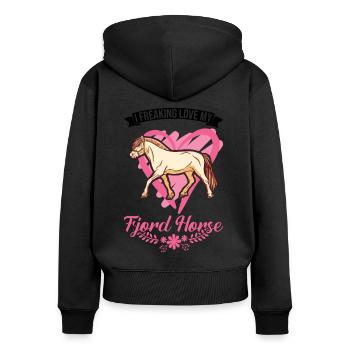 Fjord Horse Norwegian Horse Fjord Horse - Women's Premium Organic Zip Hoodie - black - Back - Julia (174cm)