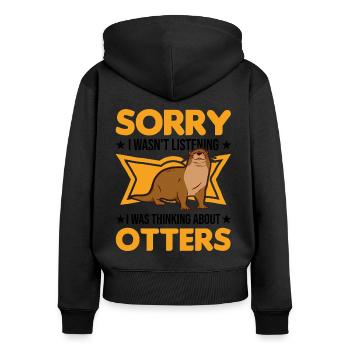 Loutre Cadeau Loutre Loutre Loutre Loutre de mer - Sweat à capuche zippé Premium bio Femme - noir - Dos - Julia (174cm)