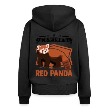 Life is better with a red panda - Women's Premium Organic Zip Hoodie - black - Back - Julia (174cm)