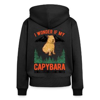 Capybara Wasserschwein Capibara - Women's Premium Organic Zip Hoodie - black - Back - Julia (174cm)