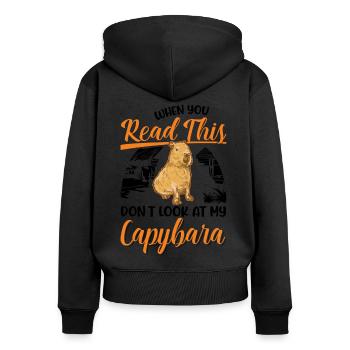 Capybara Gift Capibara capybara - Women's Premium Organic Zip Hoodie - black - Back - Julia (174cm)