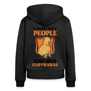 Capybara Gift Capibara - Women's Premium Organic Zip Hoodie - black - Back - Julia (174cm)