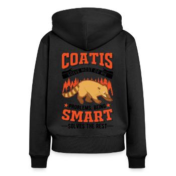Coati Cadeau Coati Proboscis - Sweat à capuche zippé Premium bio Femme - noir - Dos - Julia (174cm)