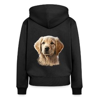 Süßer Golden Retriever Welpe für Hundebesitzer - Frauen Premium Bio Zip Hoodie - Schwarz - Hinten - Julia (174cm)