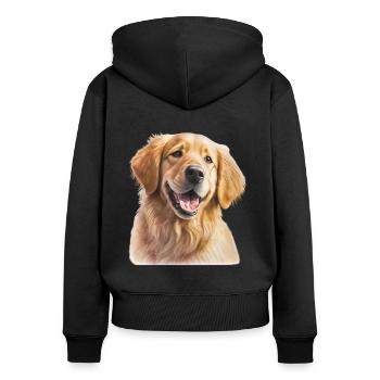 Süßer Golden Retriever Welpe für Hundebesitzer - Frauen Premium Bio Zip Hoodie - Schwarz - Hinten - Julia (174cm)