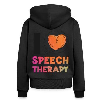 Assistant orthophoniste - Sweat à capuche zippé Premium bio Femme - noir - Dos - Julia (174cm)