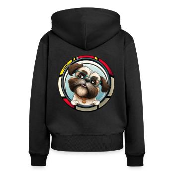 Dog Saying Shih Tzu Cartoon pour les amoureux des chiens - Sweat à capuche zippé Premium bio Femme - noir - Dos - Julia (174cm)