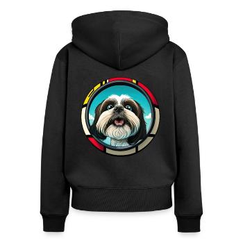 Dog Saying Shih Tzu Cartoon pour les amoureux des chiens - Sweat à capuche zippé Premium bio Femme - noir - Dos - Julia (174cm)