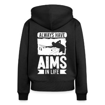 Snooker Always Aims In Life Billiards 8 Ball Pool - Women's Premium Organic Zip Hoodie - black - Back - Julia (174cm)