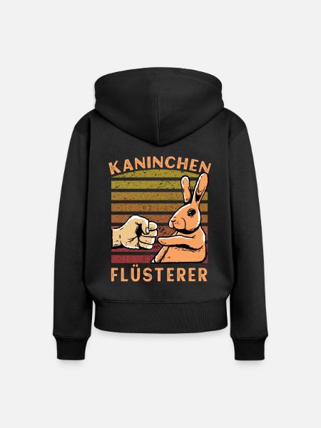 Kaninchen Flüsterer - Frauen Premium Bio Zip Hoodie - Schwarz
