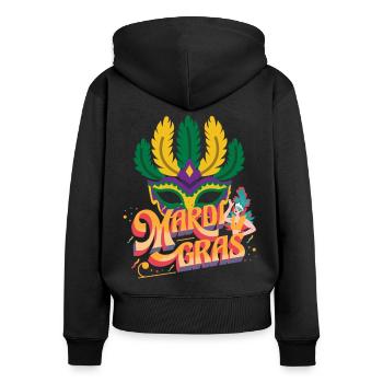 MARDI GRAS FESTIVAL - Sweat à capuche zippé Premium bio Femme - noir - Dos - Julia (174cm)