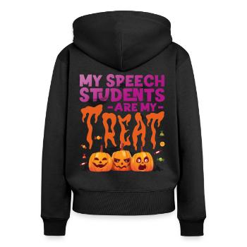 Speech Therapist Therapy Assistant - Frauen Premium Bio Zip Hoodie - Schwarz - Hinten - Julia (174cm)