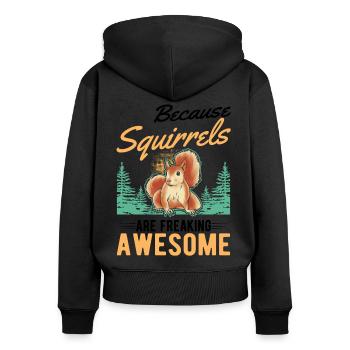 Écureuil Cadeau Écureuil Gris Écureuil - Sweat à capuche zippé Premium bio Femme - noir - Dos - Julia (174cm)