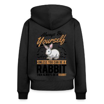 Lapin lapin lapin lapin - Sweat à capuche zippé Premium bio Femme - noir - Dos - Julia (174cm)