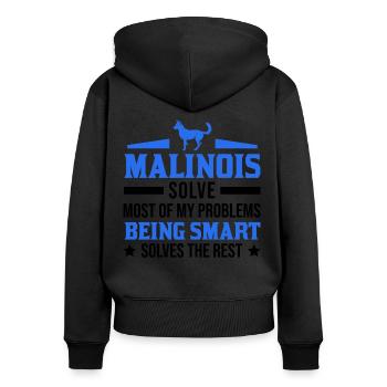 Malinois Gift Belgian Shepherd - Women's Premium Organic Zip Hoodie - black - Back - Julia (174cm)