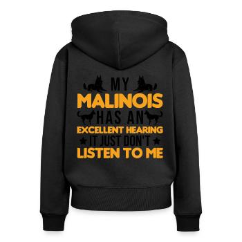 Malinois Gift Belgian Shepherd - Women's Premium Organic Zip Hoodie - black - Back - Julia (174cm)
