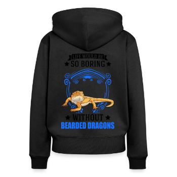 Dragon barbu Cadeau Dragon Barbu Pogona - Sweat à capuche zippé Premium bio Femme - noir - Dos - Julia (174cm)